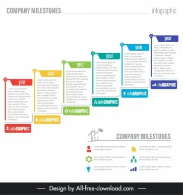 milestones infographic template elegant flat chart elements