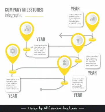 milestones infographic template elegant navigation arrow line chart