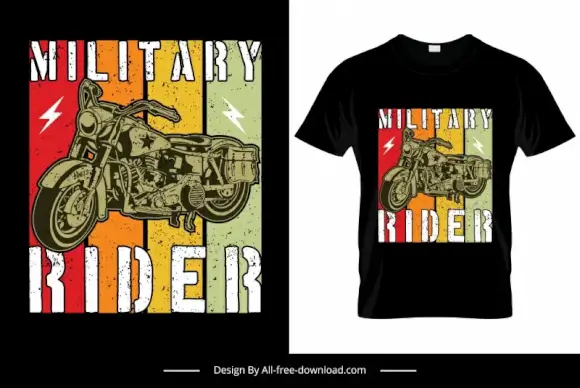 military rider tshirt template grunge retro motorbike sketch