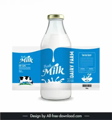 milk bottle packaging template dynamic droplet cow decor