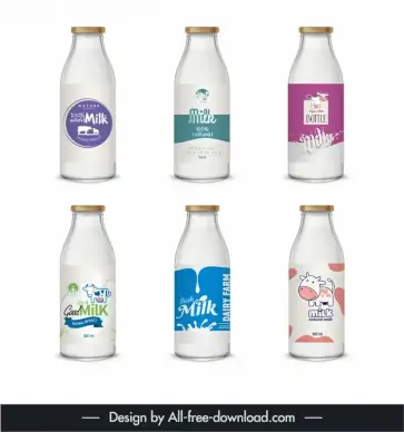 milk bottles packaging templates collection modern elegance