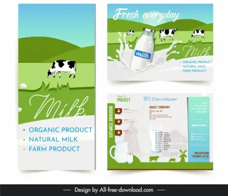 milk brochure template farm scene elements sketch