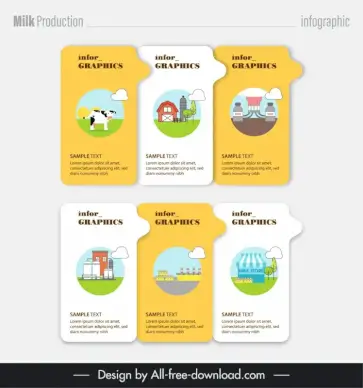 milk infographic template modern tag shapes