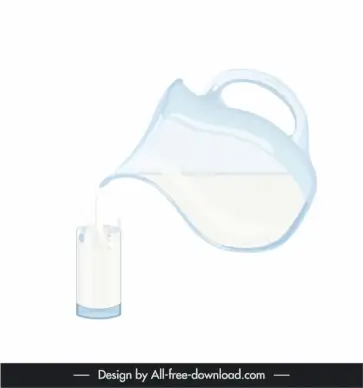 milk milk advertise design elements dynamic flat glass jug sketch