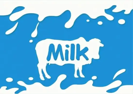 milk promotion banner silhouette cow decoration splashing style