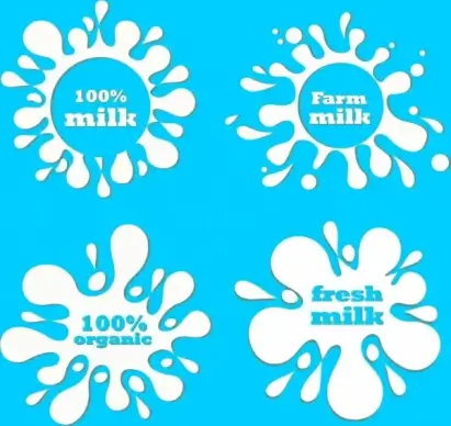 milk promotion design elements white liquid splashing manner