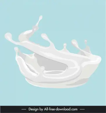 milk splash icon 3d dynamic shape outline 