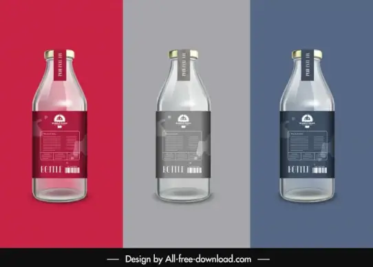 milk tea bottle packaging template flat elegance