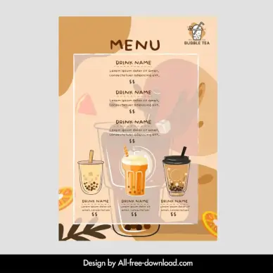 milk tea menu template flat elegant decor