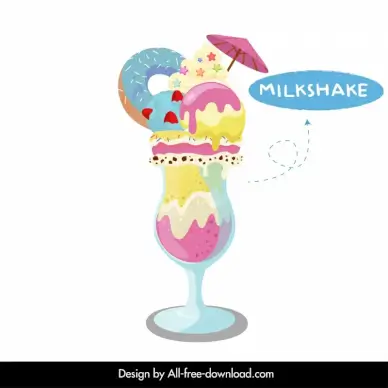 milkshake ice cream design elements full topping sketch elegant design 