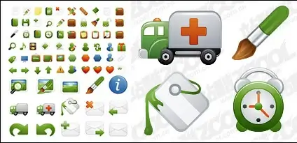 Milky series of exquisite green icon vector material
