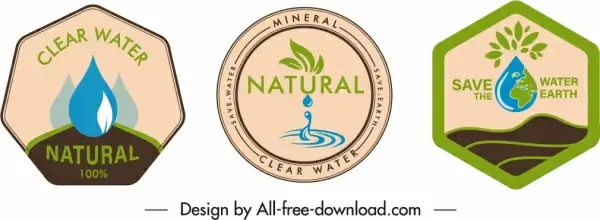 mineral water label template flat retro geometric shapes