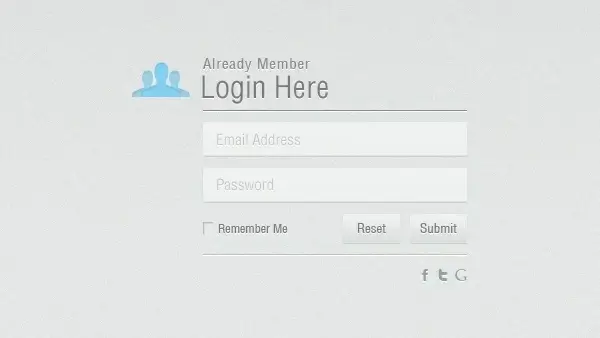 Minimal Login Form PSD