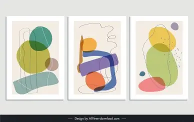 minimalist abstract painting art collection handdrawn line shapes  