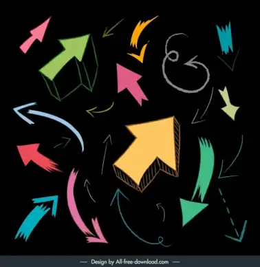 minimalist arrows design elements collection dynamic 3d hand drawn 