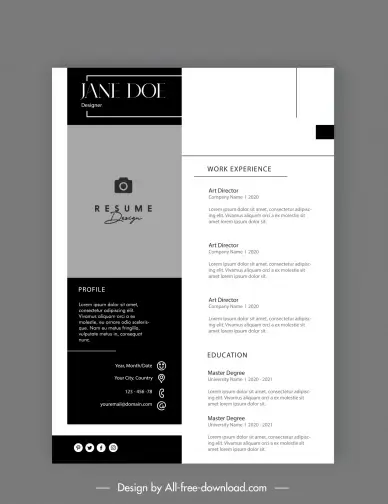 minimalist cv template contrast elegance