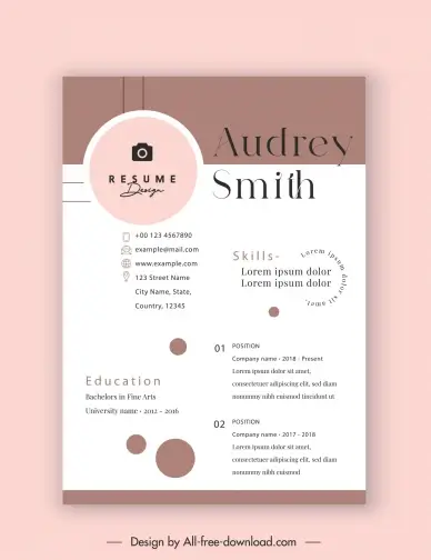 minimalist cv template elegant plain circles decor