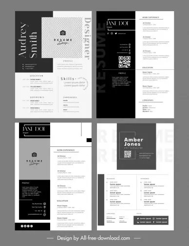 minimalist cv templates collection elegant modern contrast