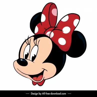 minnie face logotype cute stylized cartoon character sketch