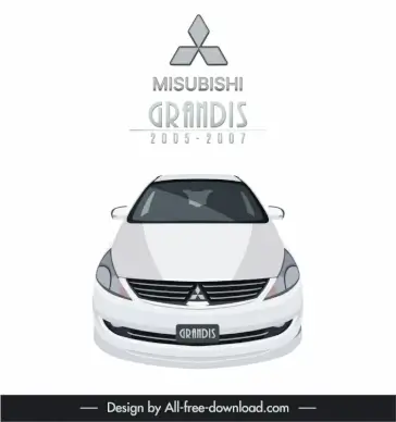 mitsubishi grandis 2005 2007 car model advertising banner symmetric front view sketch