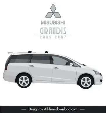 mitsubishi grandis 2005 2007 car model icon flat modern side view outline 