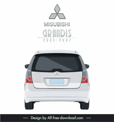 mitsubishi grandis 2005 2007 car model icon flat modern symmetric back view sketch