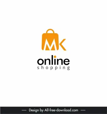 mk online shopping logo template flat stylized text bag sketch