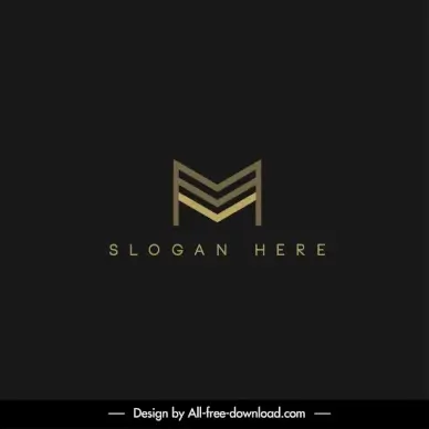 mmv logo template elegant dark yellow symmetric stylized text decor
