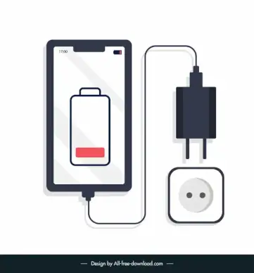 mobile phone charging design elements flat modern accessories ketch 