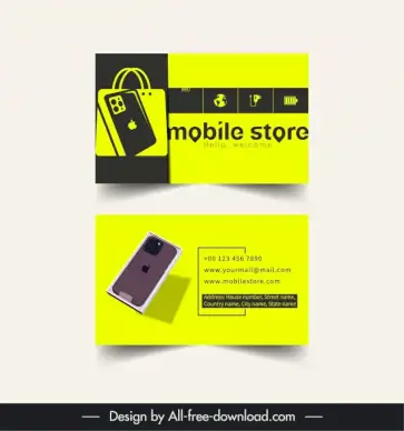 mobile store business card template contrast plain decor