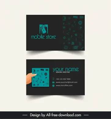 mobile store business card template dark ui decor