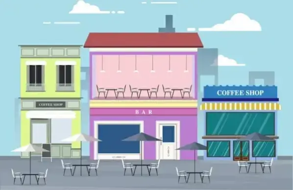 modern bar facade sketch colored design