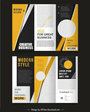 modern business brochure templates contrast geometric checkered trifold 