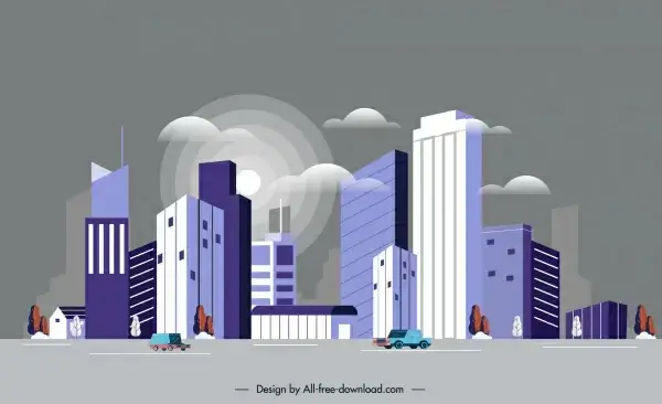 modern city background contemporary highrises sketch