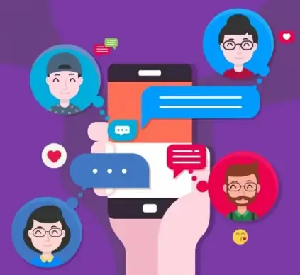 modern communication background smartphone human avatar message icons
