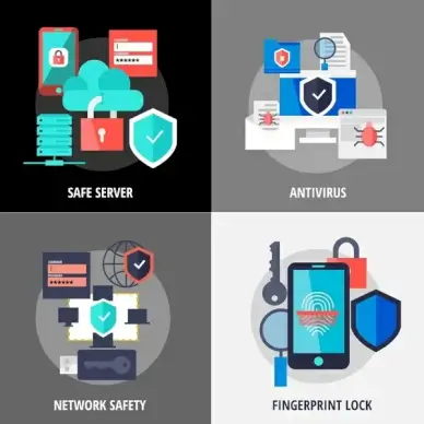 modern network security tools isolated with various styles