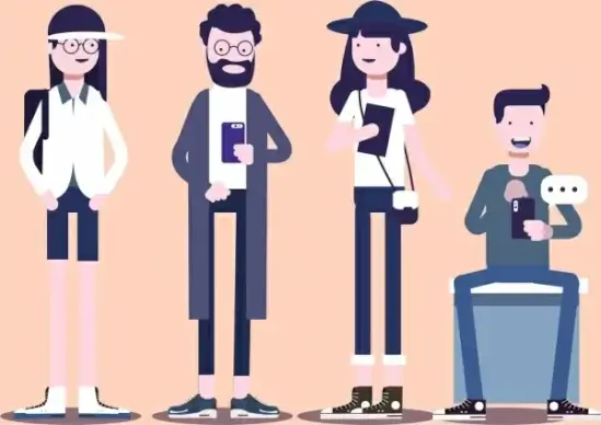 modern people icons cartoon characters