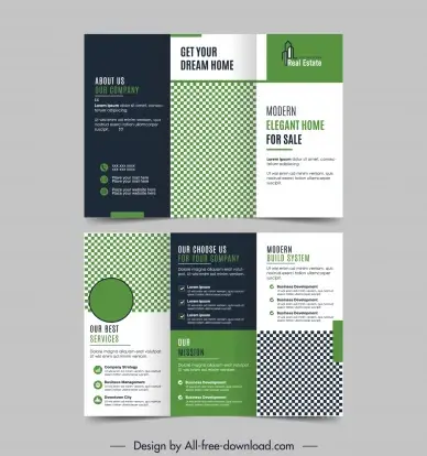 modern real estate brochure template checkered trifold decor
