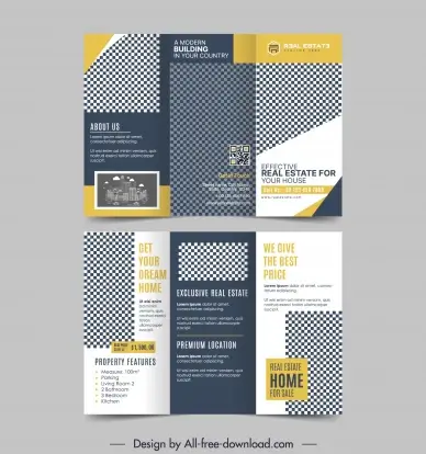 modern real estate brochure template elegant checkered decor