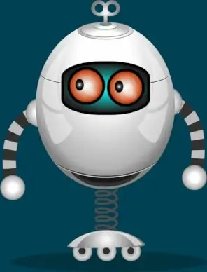 modern robot icon shiny white spring wheel design