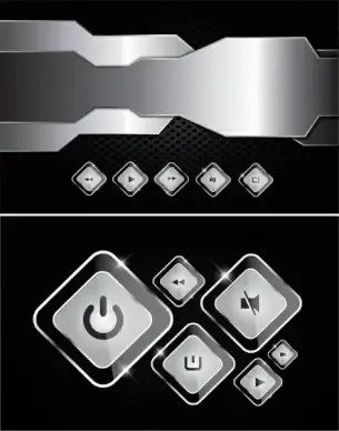 modern technology background shiny silver button decor