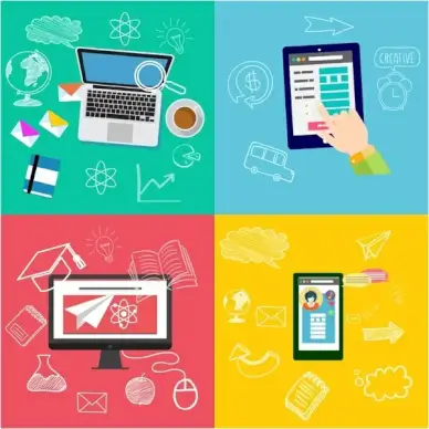 modern technology concepts illustration with handy devices