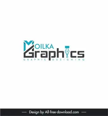 moilka graphics logotype flat modern stylized texts fountain pen sketch