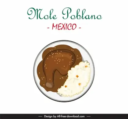 mole poblano mexico food advertising banner template flat classical design 