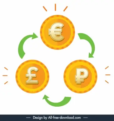 money exchange icon coins circulation arrows sketch