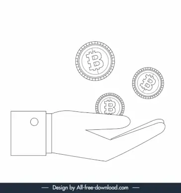 money in hand icon black white flat outline