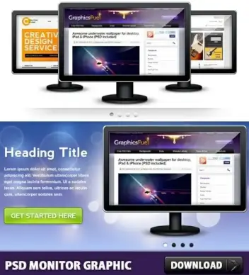 Monitor Graphic Free PSD Template