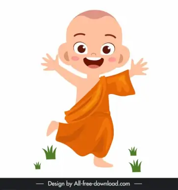 monk happy icon cute cartoon design