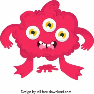 monster icon red multi eyes sketch cartoon character