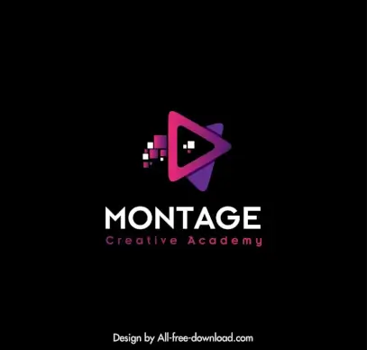 montage logo template flat modern geometry design triangles squares shapes sketch